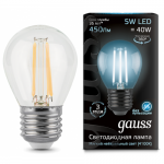 Лампа Gauss LED Filament Globe E27 5W 4100K 1/10/50