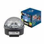 Светодиодный светильник-проектор ULI-Q330 8W/RGB BLACK. Диско-шар. Серия DISCO, многоцветный. Вертикальная проекция. ТМ VOLPE. Встроенный MP3 проигрыв