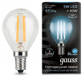 Лампа Gauss LED Filament Globe E14 5W 4100K 1/10/50