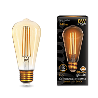  Лампа Gauss Filament ST64 8W 740lm 2400К Е27 golden LED 1/10/40