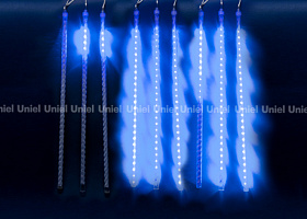  ULD-E1505-336/DTK BLUE IP44 TWISTED METEOR Занавес светодиодный фигурный «Звездный дождь», соединяемый. 6 подвесов. 336 светодиодов. Размер 1,5х0,5м. 