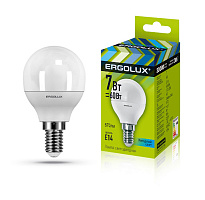 Ergolux LED-G45-7W-E14-4K (Эл.лампа светодиодная Шар 7Вт E14 4500K 172-265В)
