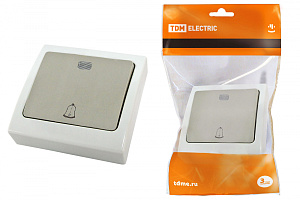  Кнопка звонковая с подсветкой скрытой установки IP54 6A серая "Вуокса" TDM