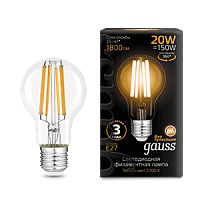  Лампа Gauss Filament А60 20W 1800lm 2700К Е27 LED 1/10/40
