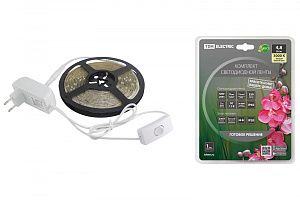  Комплект светодиодной ленты SMD2835-60 LED/м-12 В-4,8 Вт/м-IP65-3000 К (5 м), 24 Вт TDM