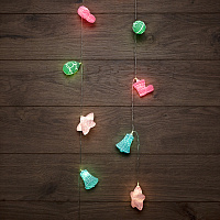  Гирлянда светодиодная Новый год 1,5 м, прозрачный ПВХ, 10 LED, теплый белый, питание 2 х АА (батарейки не в комплекте)