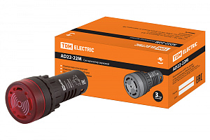  Сигнализатор звуковой AD22-22M/r23 d22 мм (LED) индикация 24 В AC/DC красный TDM