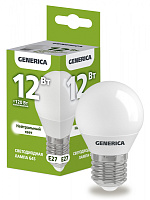  Лампа светодиодная G45 шар 12Вт 230В 4000К E27 GENERICA