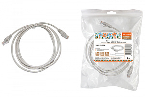  Патч-корд народный U/UTP Cat 5e 4PR 24AWG PVC, литой 2 м, серый