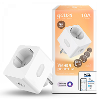 Сетевой переходник (Умная розетка) Gauss Smart Home 2300W 207-253V 10А IP20 c заземлением 1/6