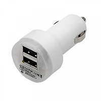  Автозарядка в прикуриватель 2хUSB с индикацией (АЗУ) (1000+2100 mA) белая REXANT
