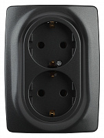  12-2106-05 ЭРА Розетка 2X2P+E Schuko, 16A-250В, IP20, Эра12, антрацит (10/100/1600)