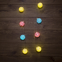  Гирлянда светодиодная Карамельки 1.5 м, прозрачный ПВХ, 10 LED, теплый белый, питание 2 х АА (батарейки не в комплекте)