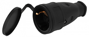  Розетка ЭРА RX10-B-IP44 каучуковая c заземлением 16А IP44 прямая черная