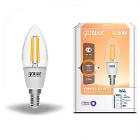  Лампа Gauss Smart Home Filament С35 4,5W 495lm 2700К E14 диммируемая LED 1/10/40