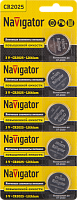  Элемент питания литиевый CR2025 94 764 NBT-CR2025-BP5 (блист.5шт) Navigator 94764
