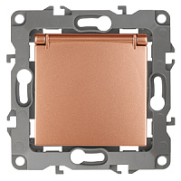  12-2103-14 ЭРА Розетка 2P+E Schuko со шторками с крышкой, 16A-250В, IP20, Эра12, медь (10/100/2500)