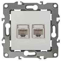  12-3108-01 ЭРА Розетка информационная двойная 2XRJ45, IP20, Эра12, белый (10/100/3200)