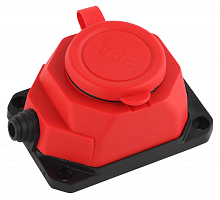  Колодка ЭРА K-1e-RED-IP44 каучуковая с заземлением 1 розетка 16A IP44 красная