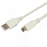  Кабель USB-A – mini USB, 1А, 0,2м, ПВХ, белый REXANT