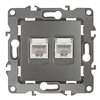  12-3108-12 ЭРА Розетка информационная двойная 2XRJ45, IP20, Эра12, графит (10/100/2500)