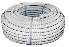  Труба гофр. ПВХ тяжелая с протяжкой d32 мм (50 м) серая EKF-Plast