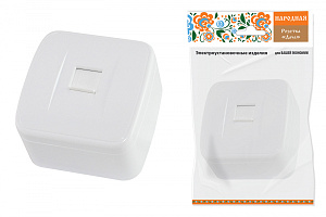  Розетка компьютерная (RJ-45) открытой установки IP20, белая "Дача" Народная