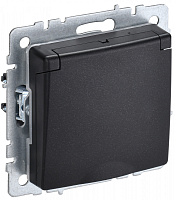  BRITE Розетка 1-местная с заземлением с защитными шторками и крышкой 16А IP44 РСбш10-3-44-БрЧ черный IEK