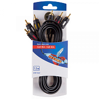 Шнур 3RCA - 3RCA, 1,5м, Gold REXANT