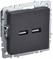  BRITE Розетка USB A+A 5В 3,1А РЮ10-1-БрЧ черный IEK