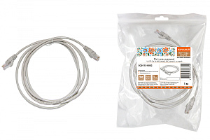  Патч-корд народный U/UTP Cat 5e 4PR 24AWG PVC, литой 1 м, серый