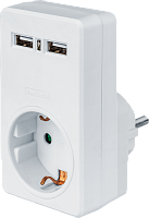  Адаптер 1-м с заземл. 61 699 NAD-USB02-1E-C-WH USB 2.1А Navigator 61699