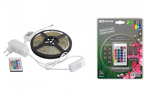  Комплект светодиодной ленты SMD5050-30 LED/м-12 В-7,2 Вт/м-IP20-RGB (5 м), 24 Вт, IR-контроллер TDM