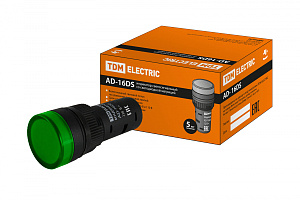  Лампа AD-16DS(LED)матрица d16мм зеленый 230В АС TDM