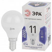  Лампочка светодиодная ЭРА STD LED P45-11W-860-E14 E14 / Е14 11Вт шар холодный дневной свет