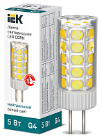  Лампа светодиодная CORN капсула 5Вт 12В 4000К керамика G4 IEK