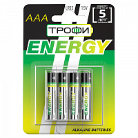  Батарейки Трофи LR03-4BL ENERGY Alkaline (40/960/34560)