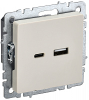  BRITE Розетка USB A+C 18Вт РЮ11-1-БрКр бежевый IEK