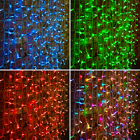  Гирлянда светодиодная Занавес 2х1,5м 300 LED RGB прозрачный ПВХ IP65 для свечения с динамикой 230В нужен контроллер 245-908 NEON-NIGHT
