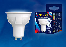  LED-JCDR 6W/NW/GU10/FR PLP01WH Лампа светодиодная. Форма «JCDR», матовая. Серия ЯРКАЯ. Белый свет (4000K). Картон. ТМ Uniel