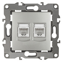  12-3108-03 ЭРА Розетка информационная двойная 2XRJ45, IP20, Эра12, алюминий (10/100/2500)