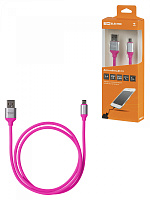  Дата-кабель, ДК 19, USB - micro USB, 1 м, силиконовая оплетка, розовый, TDM