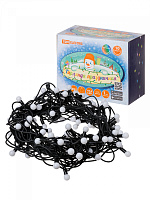  Гирлянда светодиодная "Шарики" 100LED, 10м, многоцвет., каучук чер., посл.подключ., 250 В, IP65, TDM