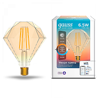  Лампа Gauss Smart Home Filament Diamond 6,5W 720lm 2000-5500К E27 изм.цвет.темпр.+дим. LED 1/40