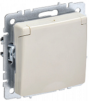  BRITE Розетка 1-местная с заземлением с защитными шторками и крышкой 16А IP44 РСбш10-3-44-БрКр бежевый IEK