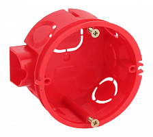  Коробка установочная ЭРА KUTS-68-42-s-red красная 68х42мм усиленная для твердых стен саморезы стыковочные узлы IP20