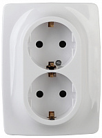  12-2106-01 ЭРА Розетка 2X2P+E Schuko, 16A-250В, IP20, Эра12, белый (10/100/1600)