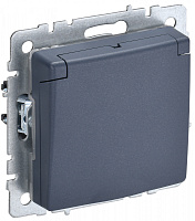  BRITE Розетка 1-местная с заземлением с защитными шторками и крышкой 16А IP44 РСбш10-3-44-БрМ маренго IEK