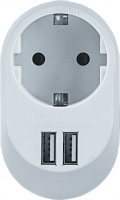  Адаптер 1-м 61 454 NAD-USB01-1E-C-WH + 2хUSB 3.4А с заземл. Navigator 61454