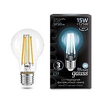  Лампа Gauss Filament А60 15W 1450lm 4100К Е27 LED 1/10/40